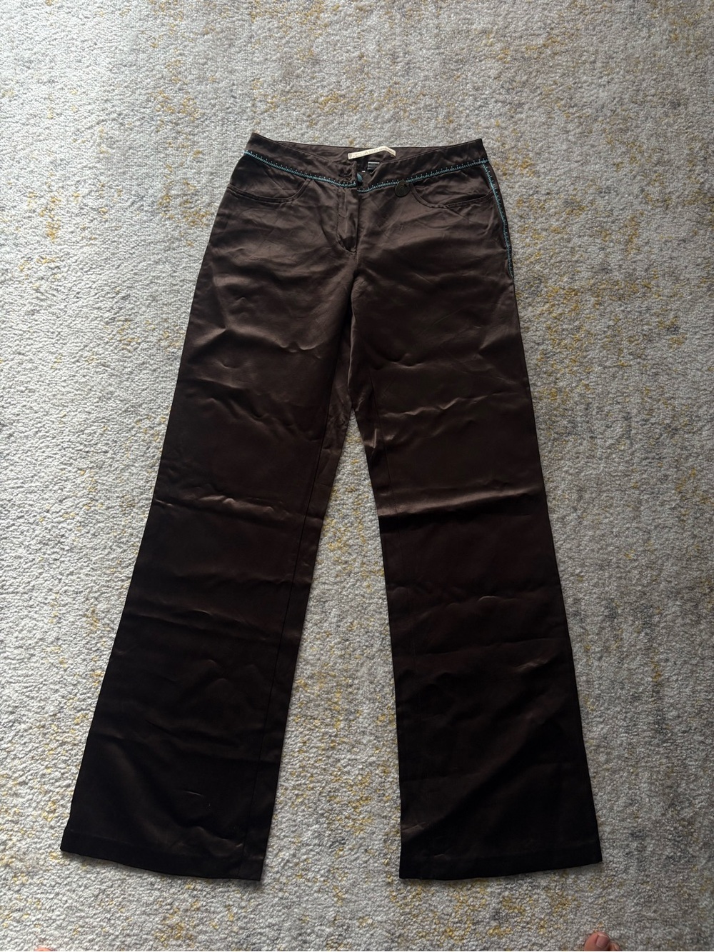 Roberto Cavalli Satin Dark Brown Pants